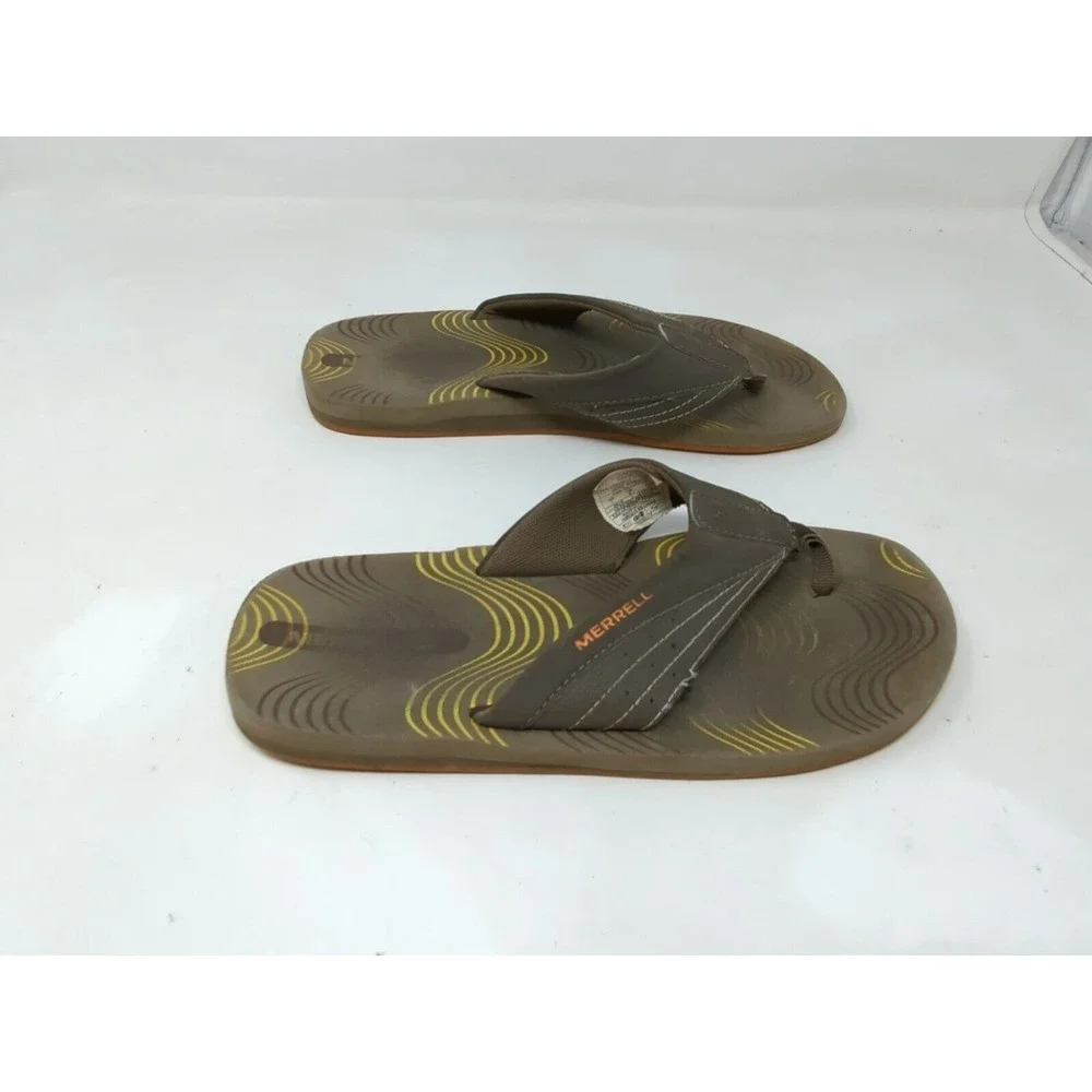 Merrell Flip Flop Sandals Thong Mens Size 7 Brown‎ Bungee Cord